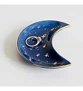 BIHOIB Small Moon Jewelry Dish Tray, Decorative Ceramic Trinket Dish, Modern Accent Tray for Vani...