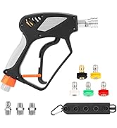 PWACCS Pressure Washer Gun with Swivel, Short Power Washer Gun with 3/8” Quick Connector, M22 14m...