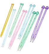 Hicello 14 PCS(7 Pair) Multicolor Plastic Crystal Knitting Needles Weaving Tool Acrylic Crystal K...