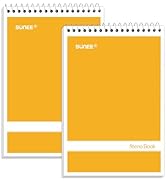 SUNEE 2 Pack Steno Pads 6x9, Gregg Rule, 60 Sheets, Spiral Notebook 6x9, White Paper, Take Notes ...