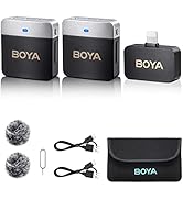 BOYA Wireless Lavalier Microphone for iPhone Plug Play Dual Lapel Microphones Cordless Clip on Mi...