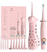 2-1 Kids Oral Clean Kit- Water Dental flosser &amp; Electric Toothbrush Combo for Kids-Brushing &amp; Flo...