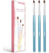 AIRSEE Nail Art Clean Up Brushes, 3 Pcs Painting Brushes for Nails with Flat/Oval/Fine Angled Gel...