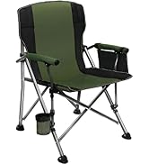 LEADALLWAY Folding Camping Chair Oversized Collapsible Camp Chair with Cup Holder and Removable S...