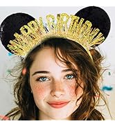 Aceorna Happy Birthday Mouse Ears Headbands Glitter Birthday Hairbands Mouse Ear Hair Accessories...