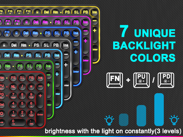 7 Unique Backlight Colors and 3 Brightness Levels