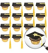 FYSUIMU 60 Sets Graduation Cap Chocolate Decoration Congrats Grad Cupcake Topper Mini Black Grad ...