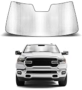 Windshield Sun Shade for Dodge RAM 1500 2019-2025 with 5 inch Wide Sensor,Reflective Aluminum Mat...