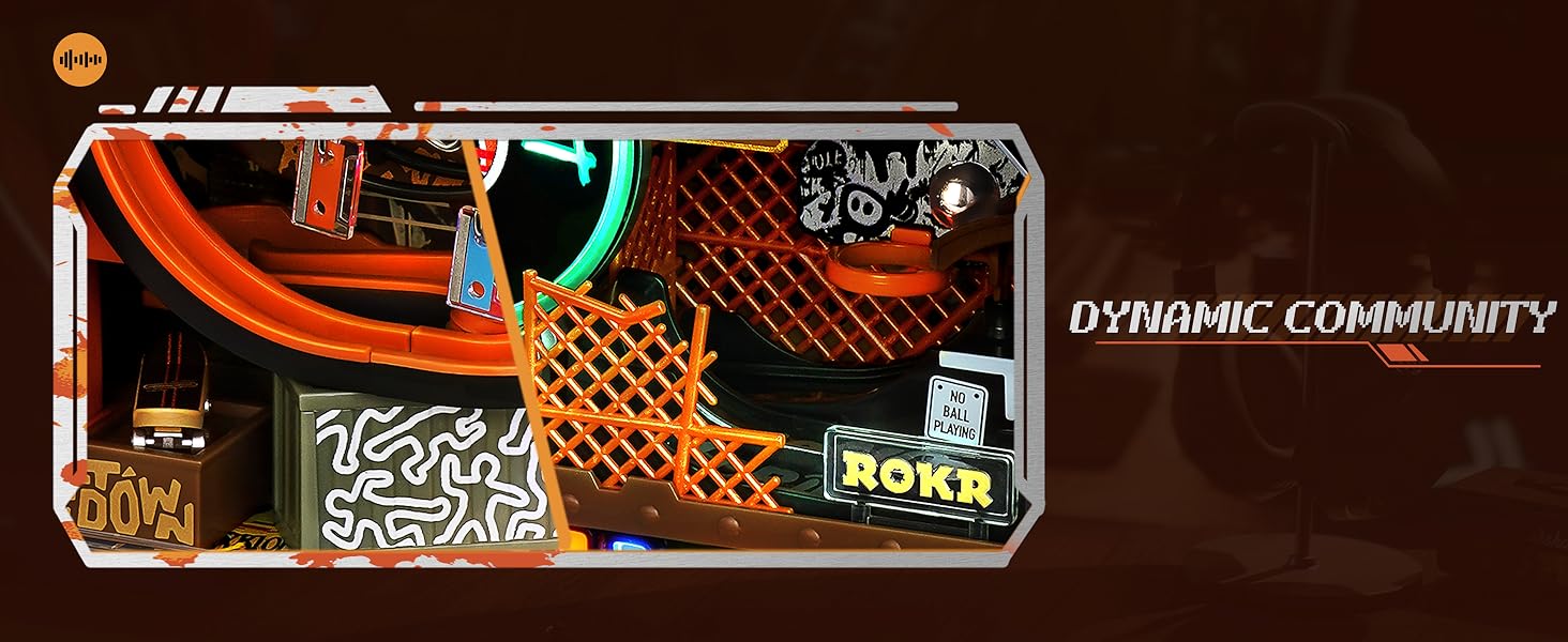 ROKR 3D Puzzle for Adults, Electric Marble Run Model Kits, Parallel World Hip-hop Street