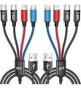 Dual Type-C 4 in 1 Multi Charging Cable for Multiple Devices with 2 USB-C/Lightning/Micro Port, U...