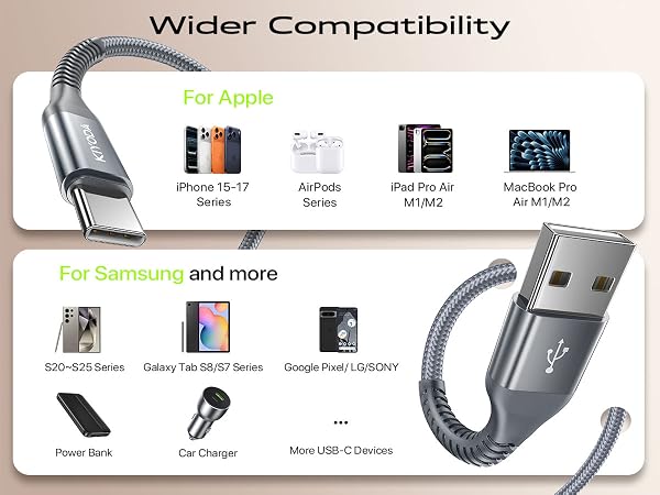 usb type c cable fast charging cord iphone 17 16 15 cable