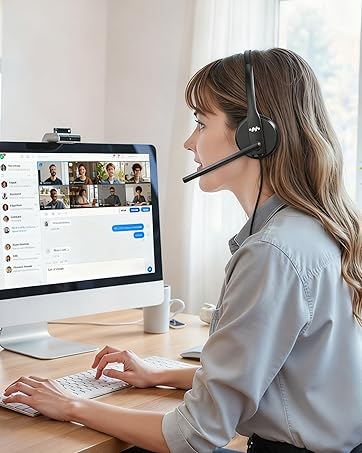 work headset with mic for home office online meeting