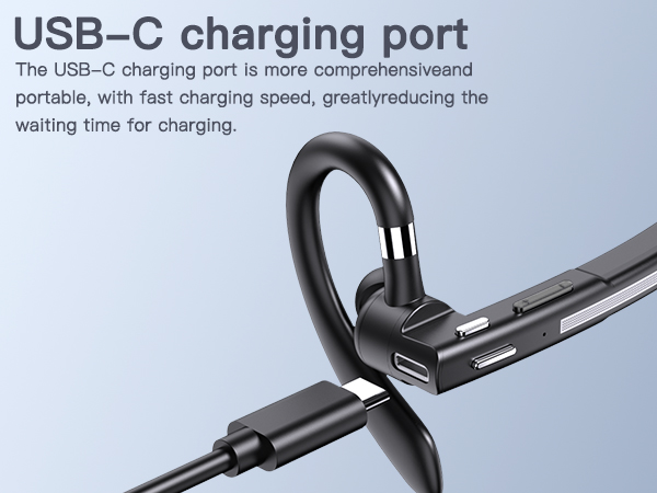 The earphones are equipped with a Type-C charging port, which can quickly charge the earphones.