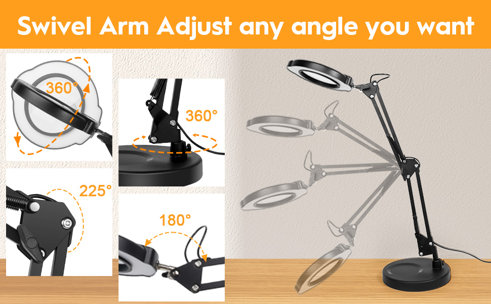 desk lamp with magnifying glass and light 