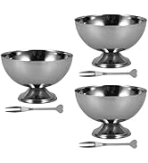 DOITOOL Stainless Steel Salad Cup 3-Pack Reusable Dessert Bowls for Ice Cream Salads Snacks and F...