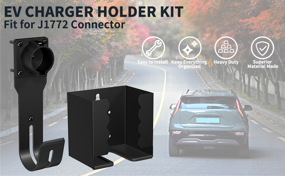 EV Charger Holder Kit Fit for J1772 Connector