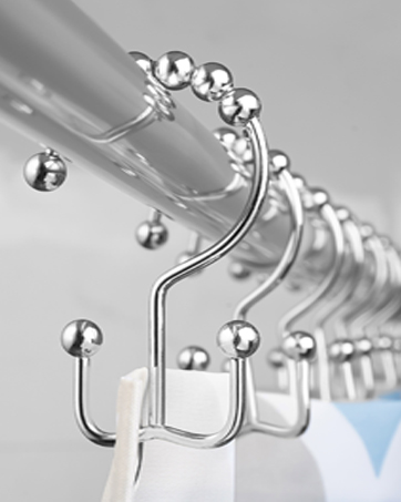 DAWNER Shower Curtain Hooks Rings, Rust Proof Hooks, Metal Easy Glide Double Shower Rings Hooks