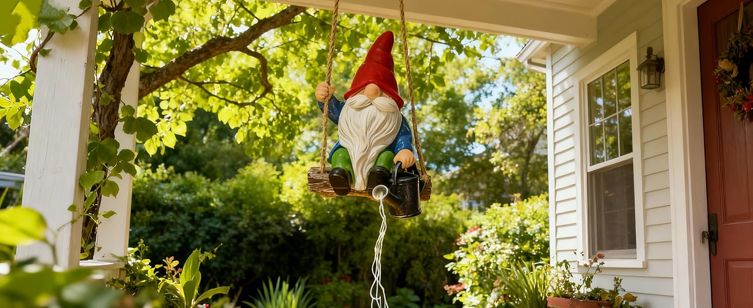 hanging gnome decoration for patio