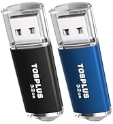TOSPLUS 2Pack 32GB USB Flash Drives 32GB Thumb Drives Memory Stick Jump Drive (Black/Light Blue)