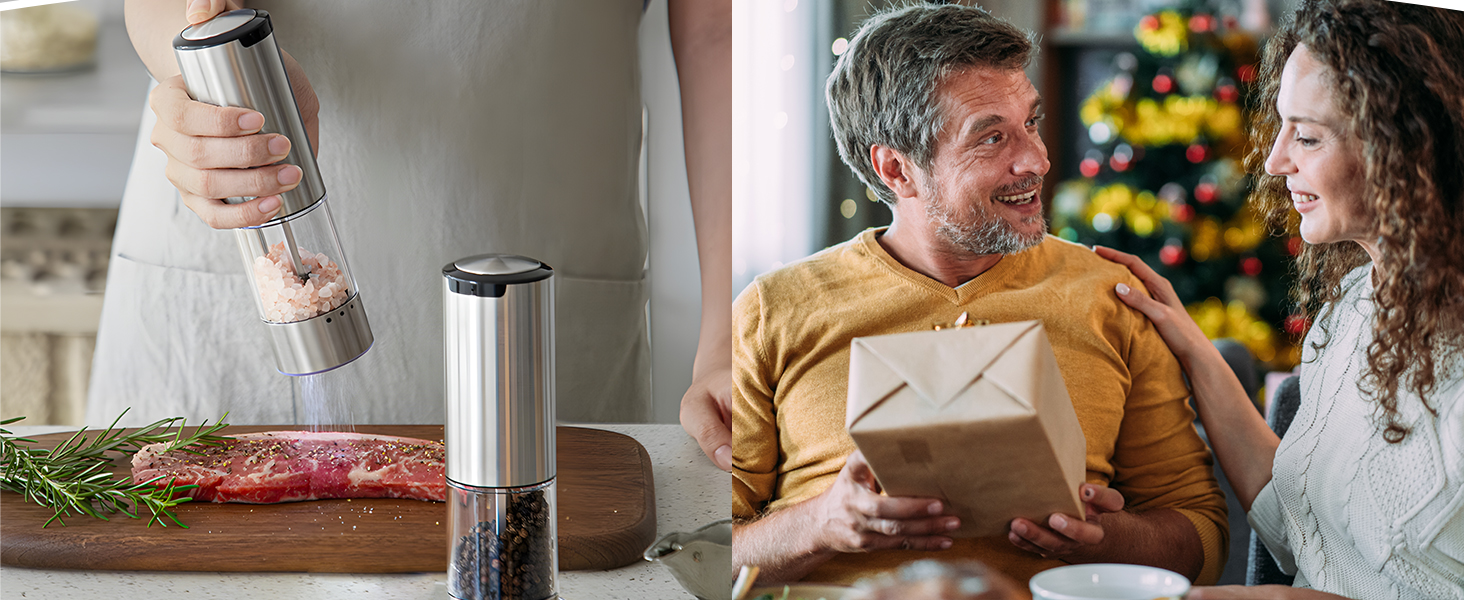Electric Rechargeable Salt and Pepper Grinder Set
