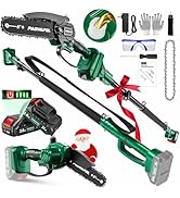 Paowafol 2-in-1 Pole Saws for Tree Trimming, Brushless Mini Chainsaw 6 Inch with Extension Pole, ...