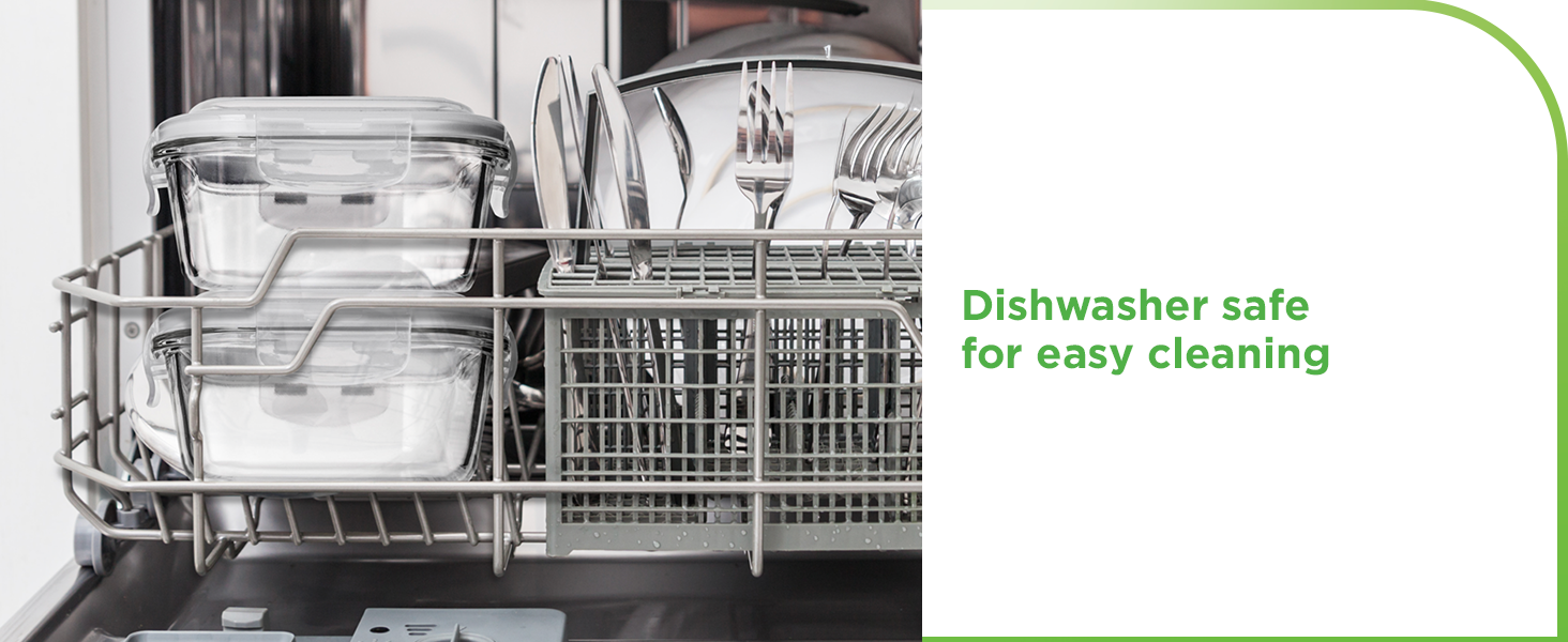 Glass container inside the dishwasher