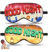2 Pcs Sleep Mask for Kids Boys, Silk Eye Covers for Sleeping, Adjustable Strap &amp; Light Blocking D...