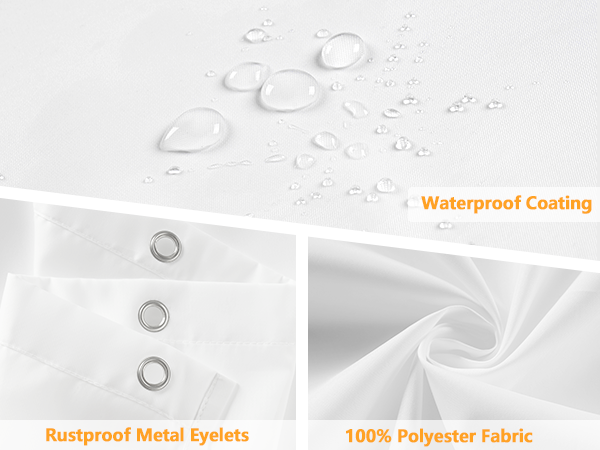 Seenus Bathroom Waterproof White Cloth Shower Curtain Liner with Weighted Magnets