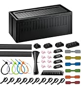[142Pcs] Cable Management Kit with Cable Box, Medium Cord Hider Box to Conceal Power Strip Holder...
