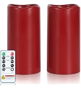Amagic 3"x6" Red Flameless Candles with Remote, Christmas Battery Operated Candles with Timer, Wa...