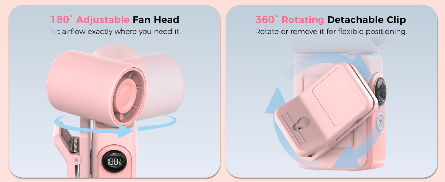 180° Adjustable Fan Head Tilt airflow exactly where you need it