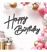 Babenest Flash Black Felt Happy Birthday Sign - Reusable Strong Adhesion Banner for Backdrop, Bal...