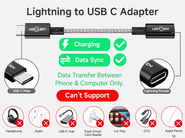 lightning to usb-c lightning usb c adapter usb c female to lightning cable