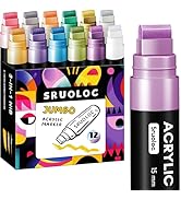 SRUOLOC 12 Metallic Colors Jumbo Markers, 15mm Jumbo Felt Tip, Acrylic Paint Markers for Rock Pai...