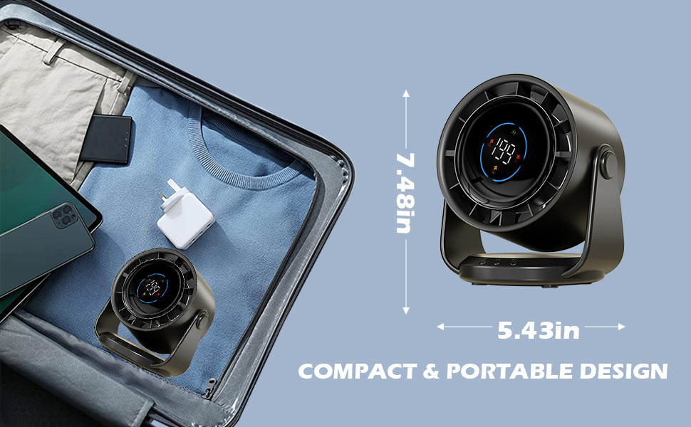 Digital Display Rechargeable USB Fan