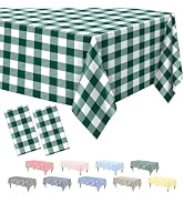 Kopokita 2 Pack Green Gingham Tablecloth, 54 x 108 Inches Green and White Checkered Tablecloths P...