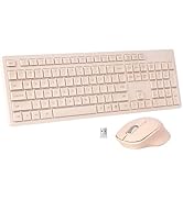 Wireless Keyboard and Mouse Combo, Quiet and Soft 2.4G Full-Size Computer Keyboard and Ergonomic ...