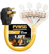 50 Amp to 20 Amp Adapter, 110 Generator RV Distribution NEMA 14-50P Male to 4X 5-15R/5-20R Female...