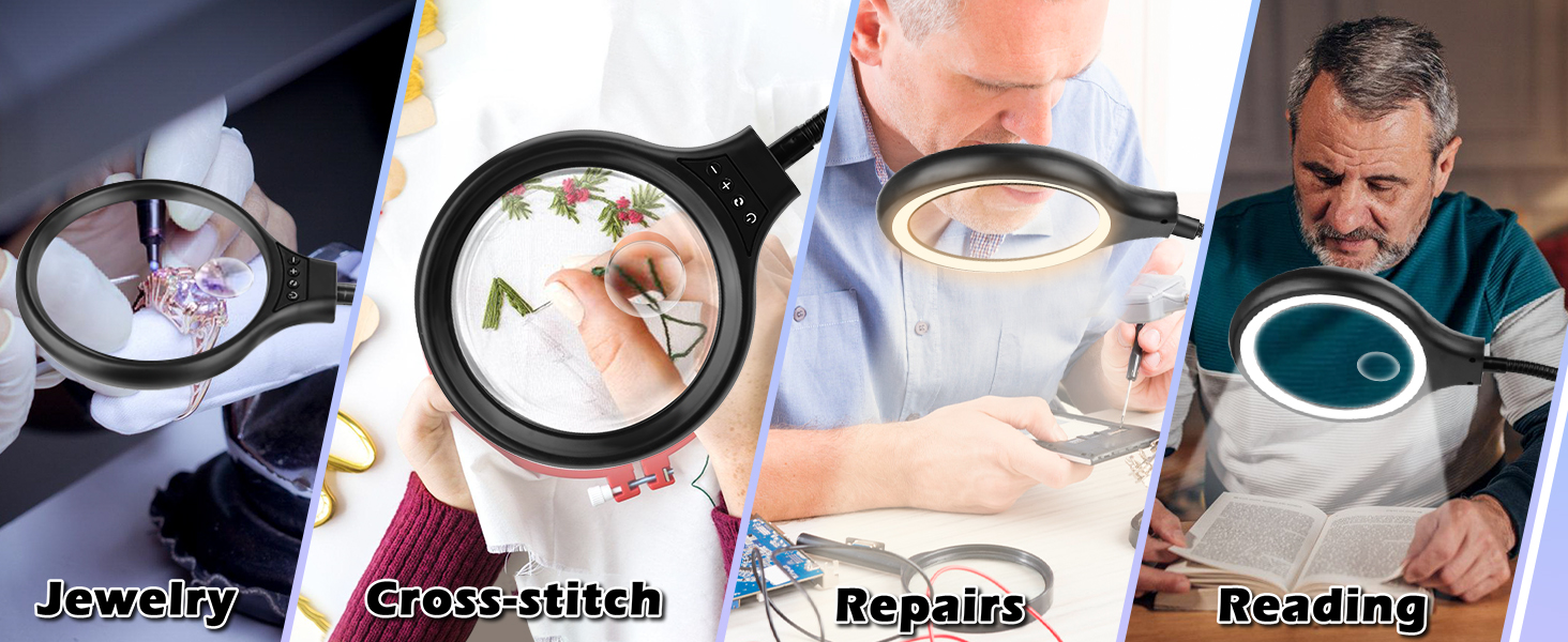 10X 30X Large Floor Magnifying Glass with Light and Stand