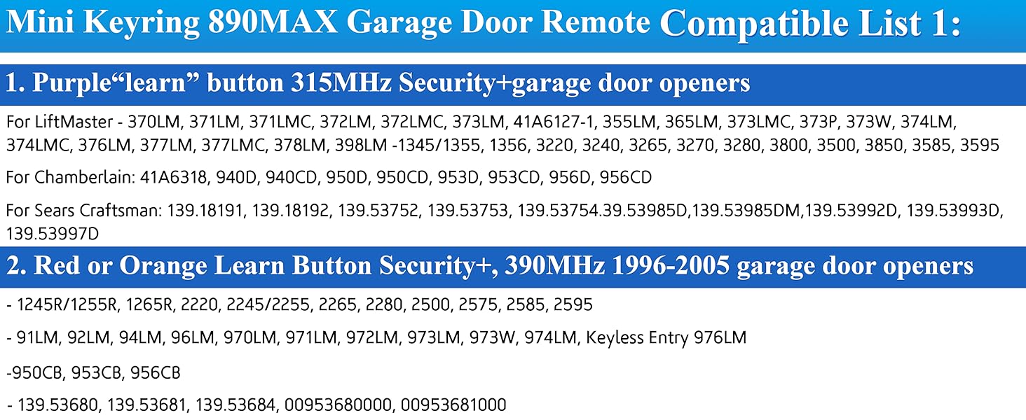 890MAX Garage Door Remote Control