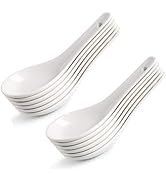 HAPPY KIT Asian Soup Spoons Set of 12, Ceramic Ramen Spoons Set Proper for Corelle Pho Miso Wonto...