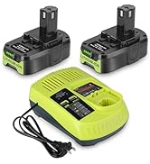 KUNLUN 2Pack 3.5Ah P102 Battery for Ryobi 18V Battery and P117 Charger Combo Compatible for Ryobi...