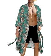 COOFANDY Men's Lightweight Kimono Robe Japanese Bathrobes Open Front Long Cardigan Cloak with Belt