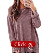 SHEWIN Womens Fall Long Sleeve Tops Crewneck Fall Shirts for Women Solid Color Waffle Knit Tunic ...