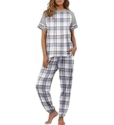 PrinStory Womens Pajama Sets Short Sleeve Pjs 2 Piece Lounge Set Soft Pj Sets Lightweight Sleepwe...
