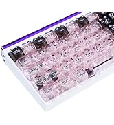 JSJT Transparent Pink Black Keycaps,PC Material Mao+ Moa Profile Translucent Keycap 75 Keys Suita...