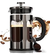 BAYKA 21 Ounce 0.6 Liter French Press Coffee Tea Maker Small, Heat Resistant Thickened Borosilica...