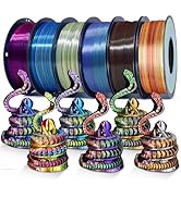 YOUSU 3D Printer Filament Silk PLA Filament Rainbow Color,1.75mm Tri Color Filament 6 * 1kg Pack.