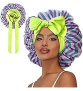 Vettres Double Layer Satin Bonnet with Tie Satin Lined Sleep Cap Hair Cover for Women's Curly Nat...
