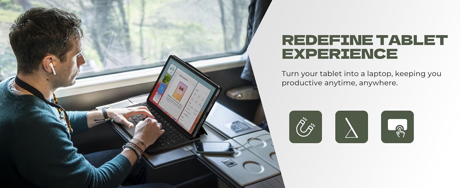 Dexnor for Samsung Galaxy Tab A9+ Plus Keyboard Case Ultra-light Magnetic Folio Keyboard Cover